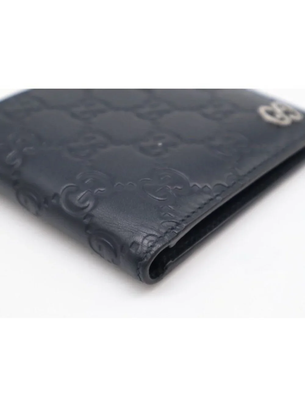 Gucci Bi Foldwallet Guccissima Navy Leather Silver Wallet